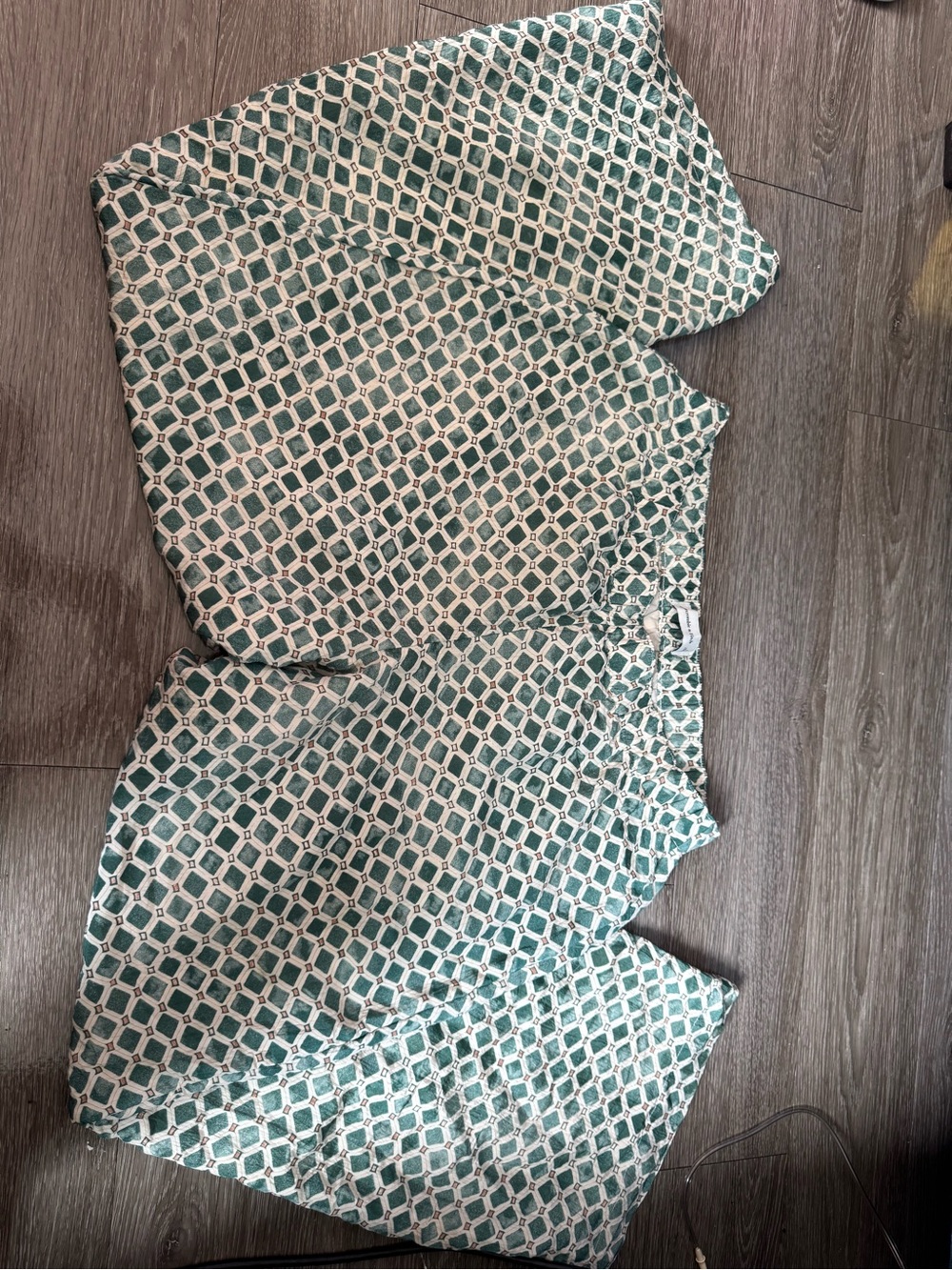 Abercrombie & Fitch Teal and Cream Geometric Skater Skirt